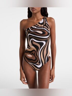 Emilio Pucci Marmo one-shoulder swimsuit Size XS